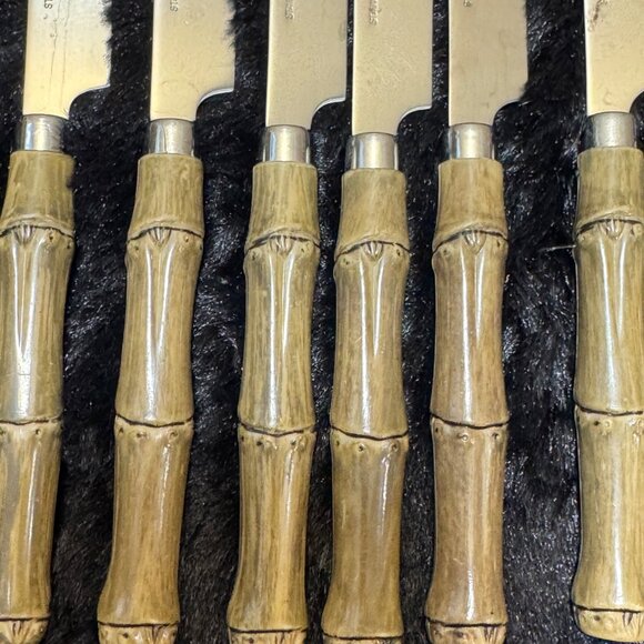 Set Of 8 Stainless Steel Knives With Faux Bamboo Handles - Picture 3 of 9